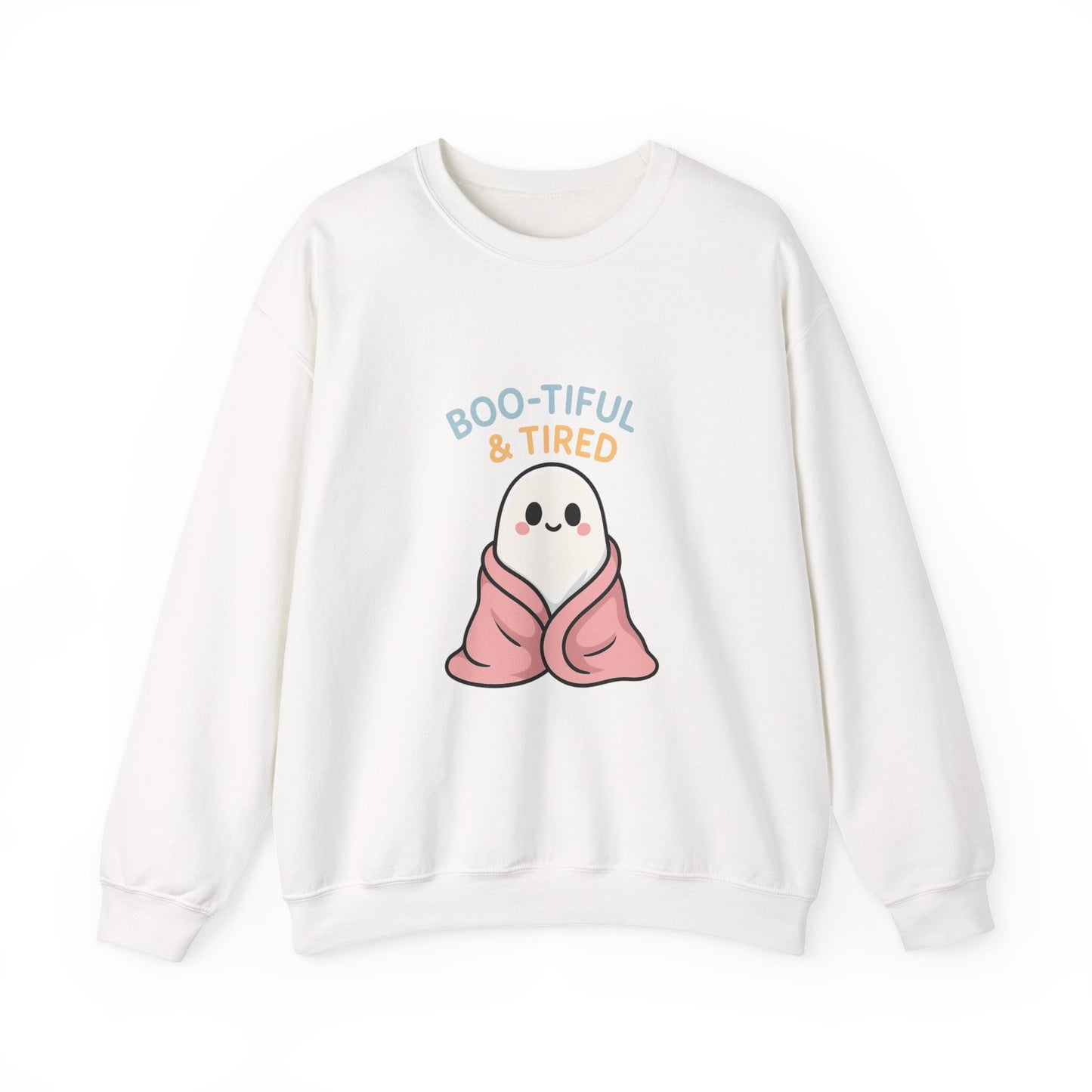 Boo-tiful & Tired Sweatshirt, Halloween-Themed Design