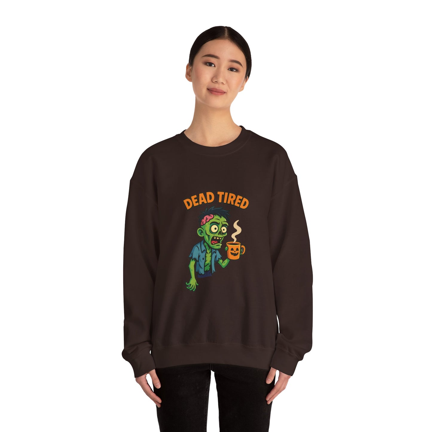 Dead Tired Zombie Sweatshirt, Funny Halloween Crewneck, Spooky Season Apparel