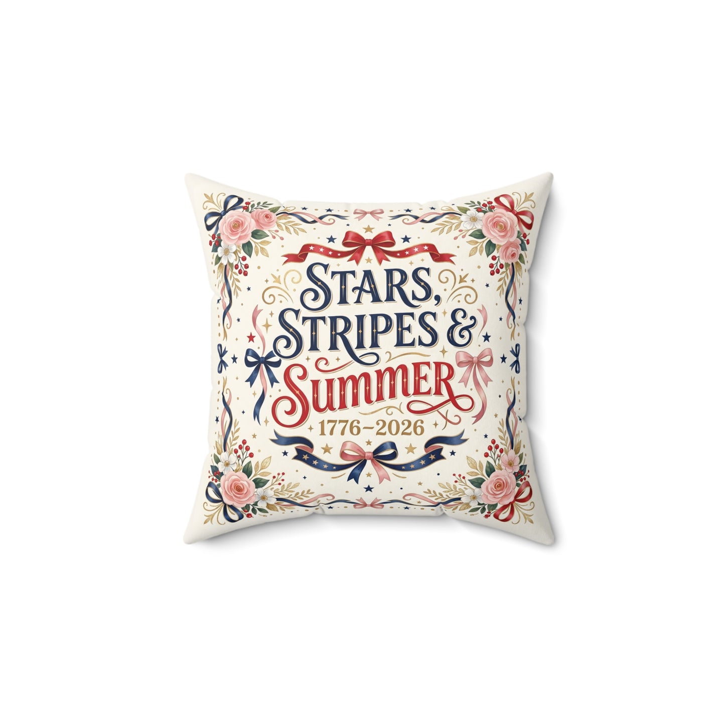 Stars, Stripes & Summer Throw Pillow — Patriotic Home Decor, 4th of July Decorative Pillow