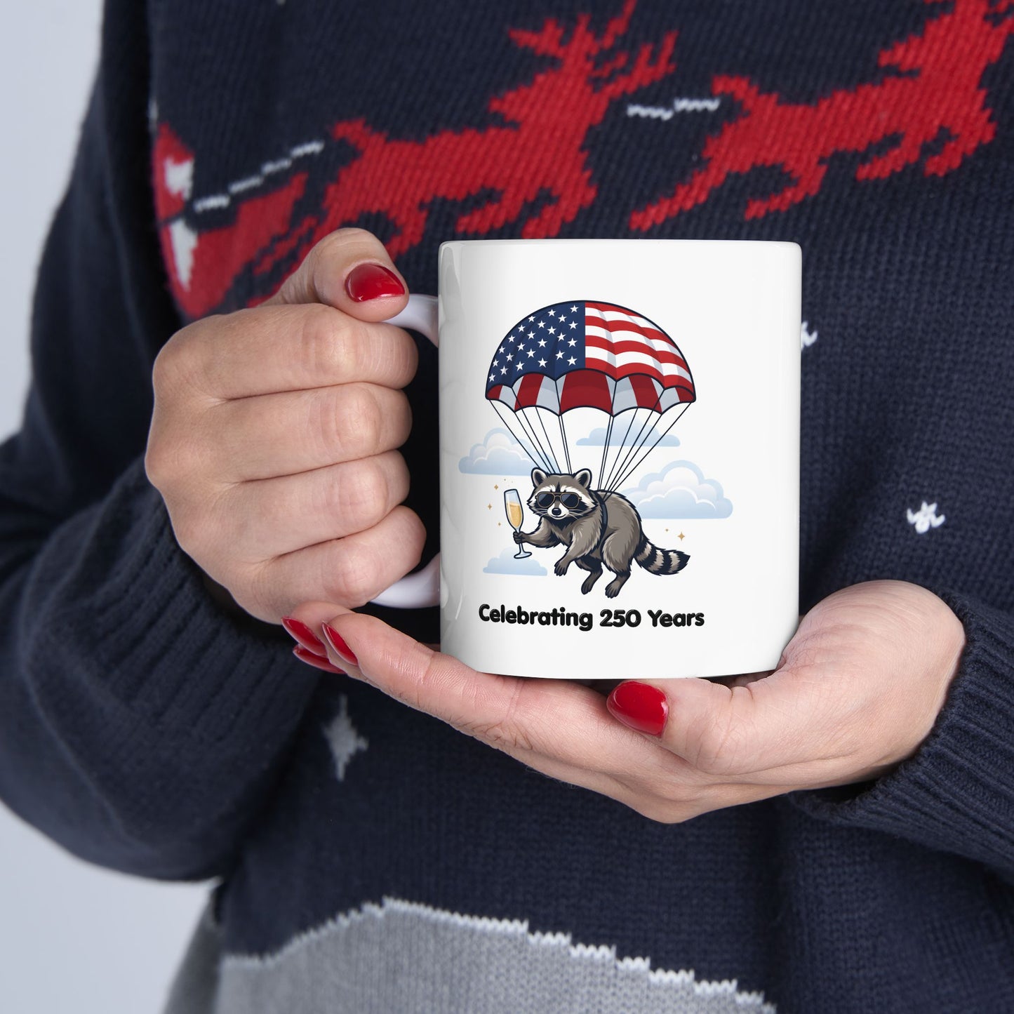 Patriotic Raccoon Ceramic Mug
