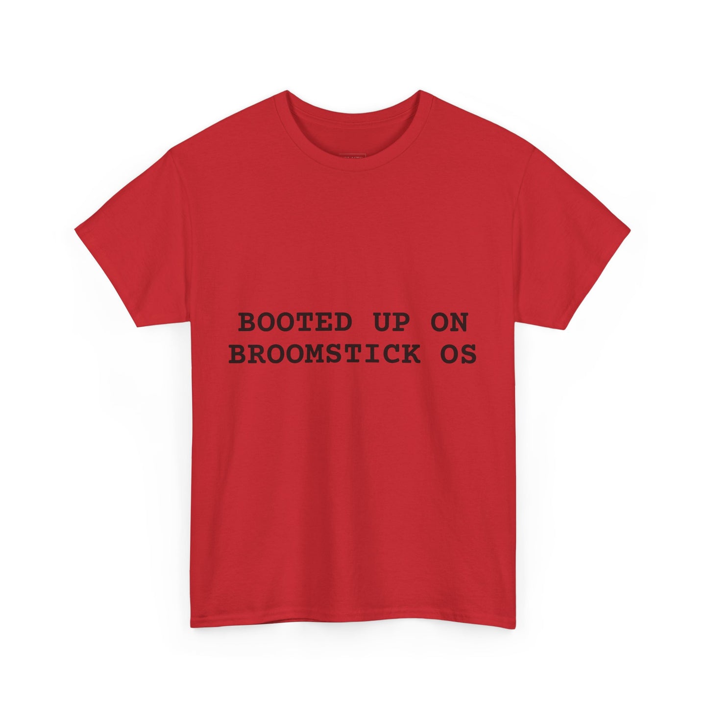 Broomstick OS Tee, Funny Graphic Tee for Tech Lovers, Unisex Cotton T-Shirt