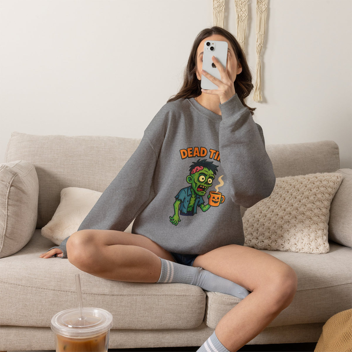 Dead Tired Zombie Sweatshirt, Funny Halloween Crewneck, Spooky Season Apparel