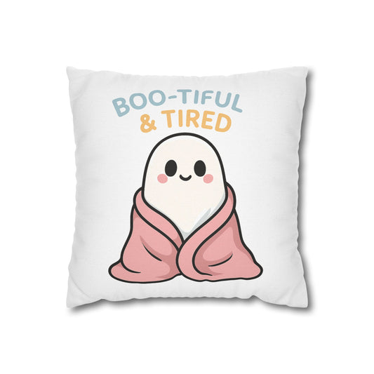 Boo-tiful & Tired Ghost Pillowcase, Halloween Home Decor