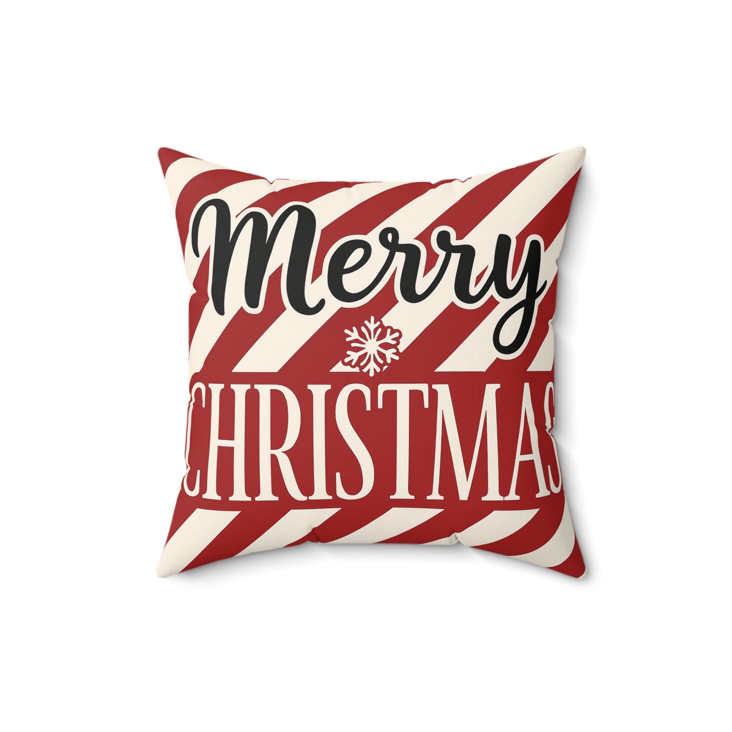 Merry Christmas Candy-Stripe Throw Pillow, Festive Christmas Decor