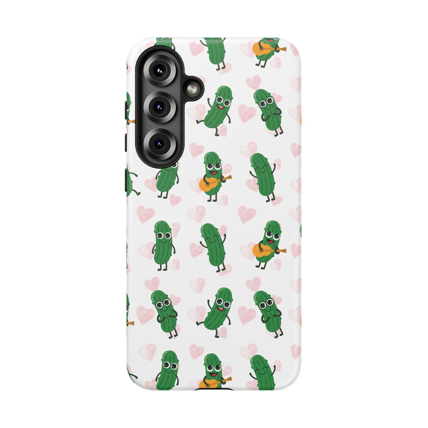 Pickle Pattern Phone Case — Cute Dancing Pickles with Hearts