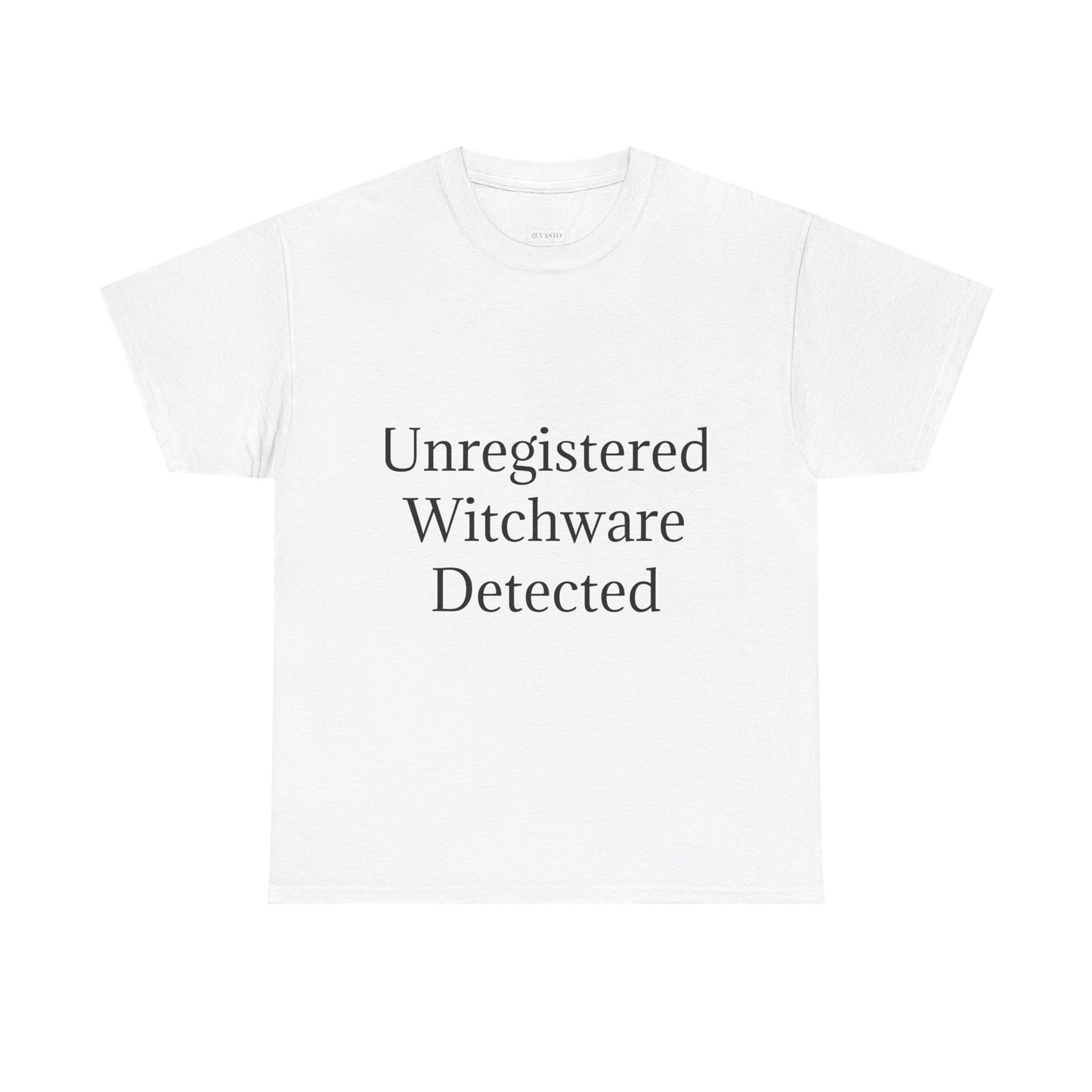 Unisex Heavy Cotton Tee - Unregistered Witchware Detected, Witchy Apparel, Halloween Tee