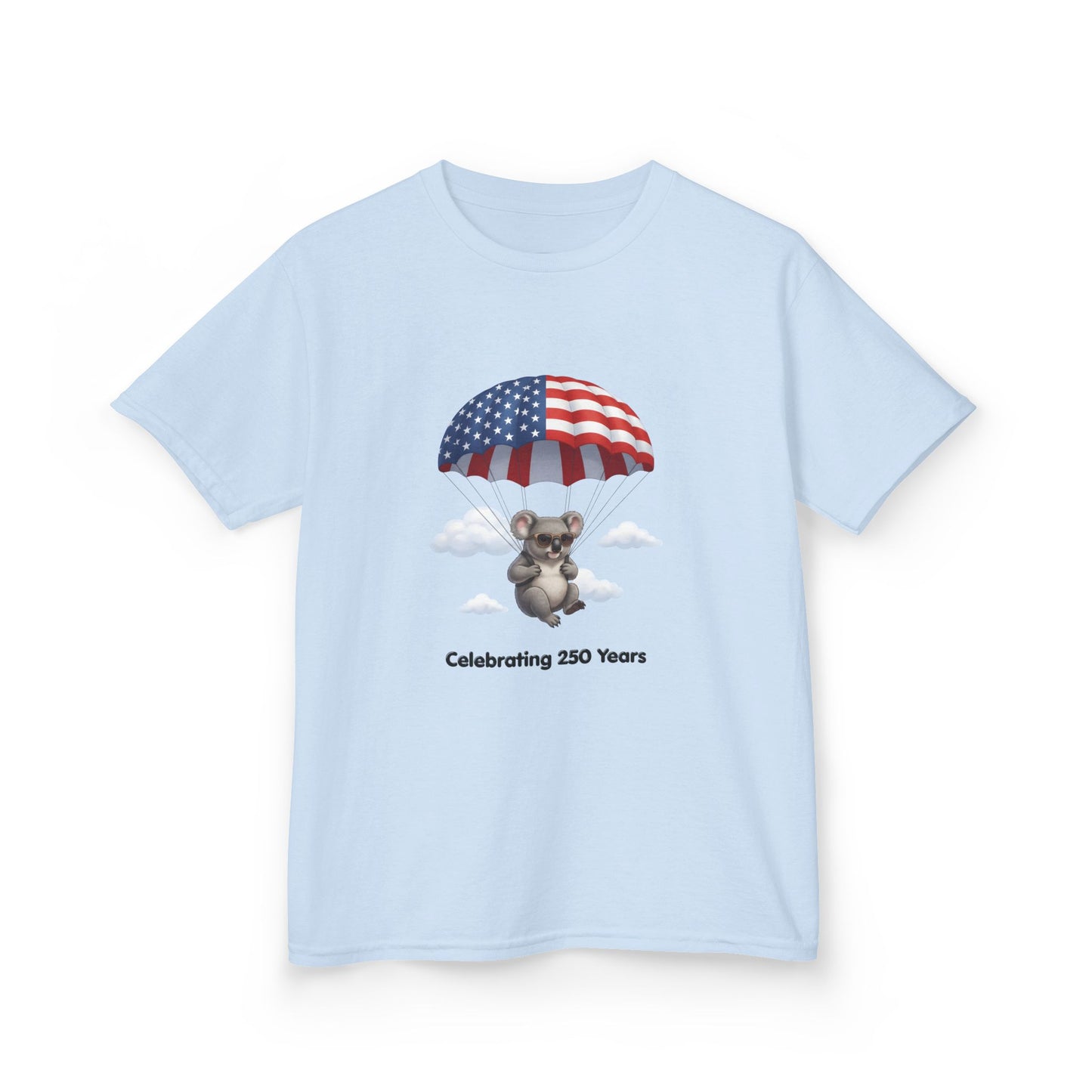 Kids Tee — Patriotic Koala Design, "Celebrating 250 Years"
