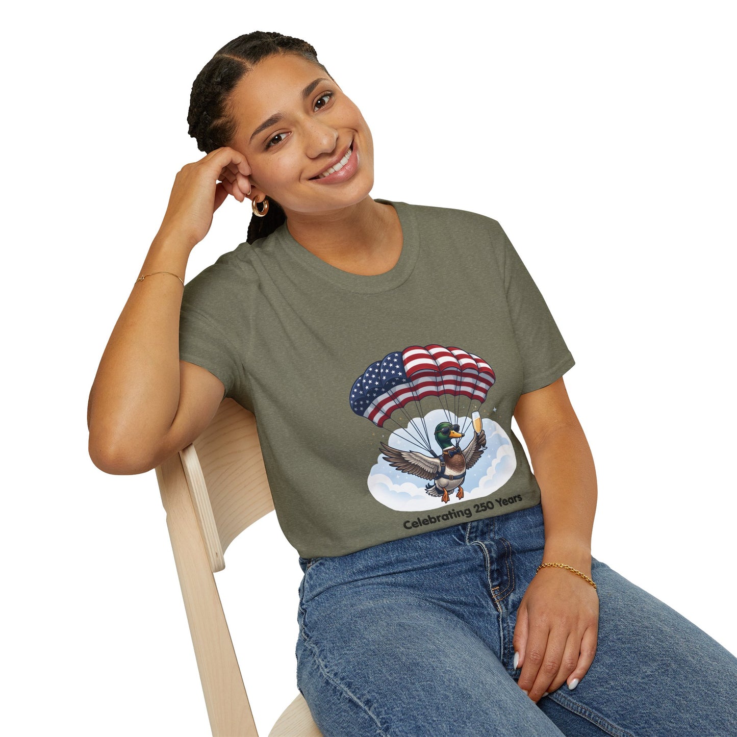 Duck Parachute T-Shirt – Celebrating 250 Years Patriotic Graphic Tee