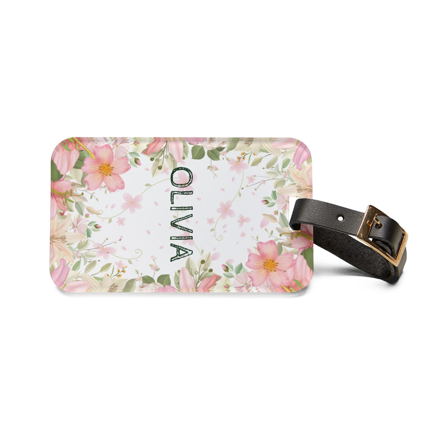 Floral Personalized Luggage Tag — Custom Name Travel ID, Personalized Travel Accessory