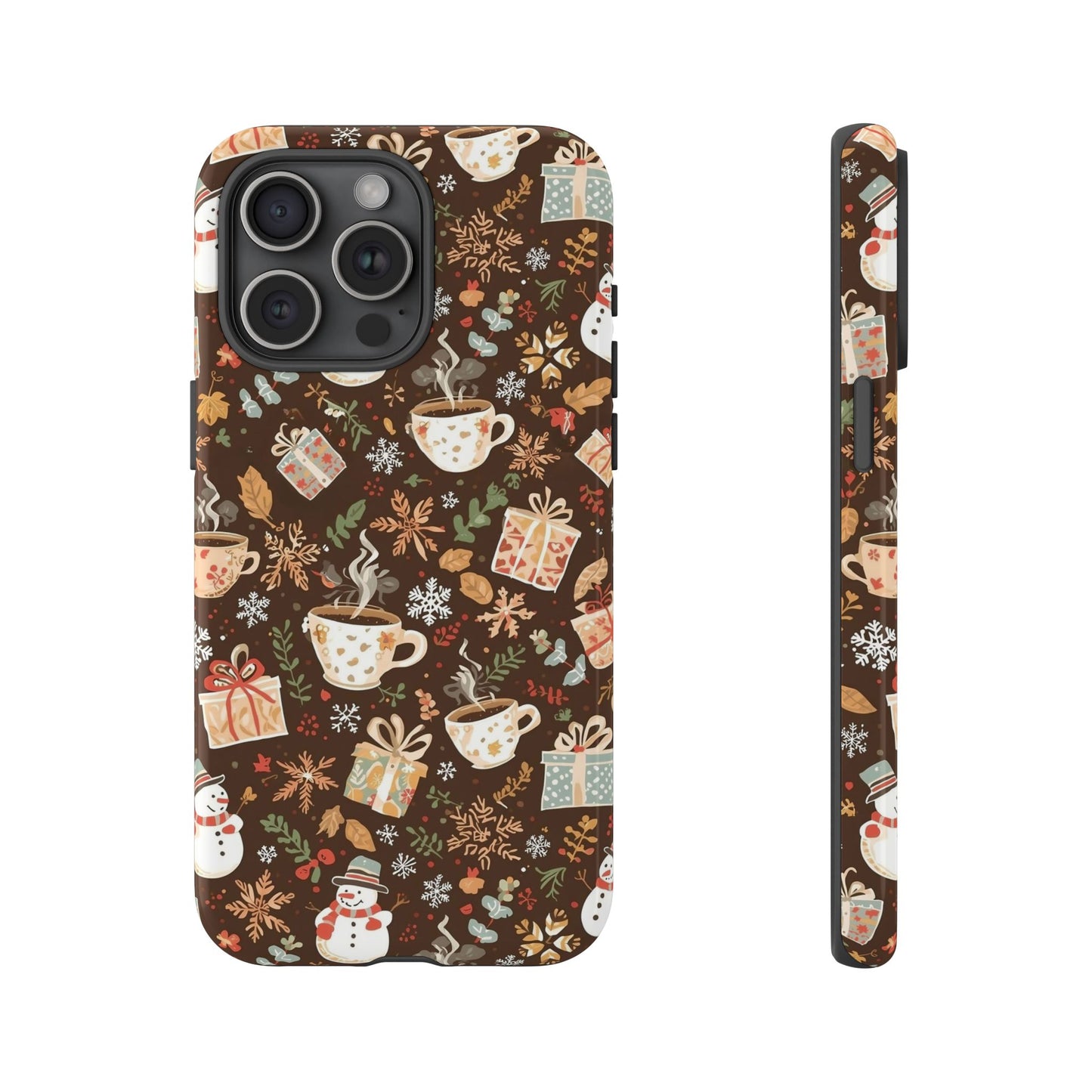 Christmas Phone Case, Winter Holiday Phone Case with Snowmen and Gifts Design for Iphone 17, 16, 15, 14, 13, 12, 11 & Samsung