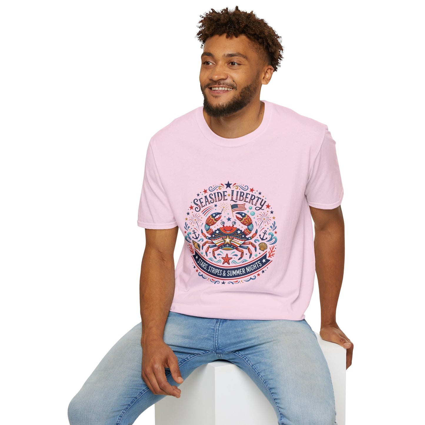 Seaside Liberty Crab T-Shirt — 4th of July Patriotic Summer Beach Tee