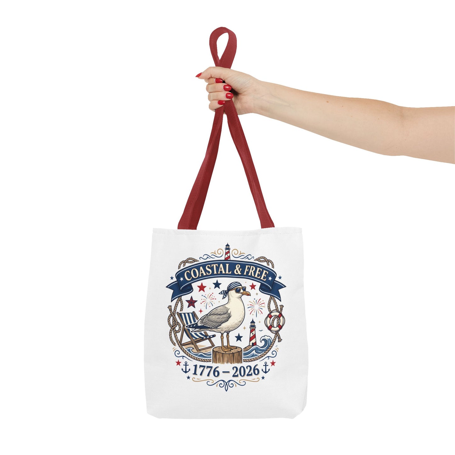 Coastal & Free Seagull Tote Bag — Patriotic 4th of July Beach Tote