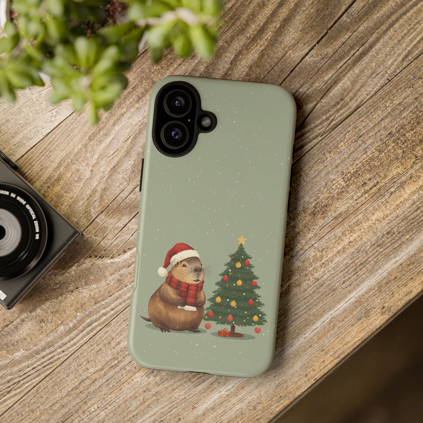 Christmas Phone Case with Capybara Design, Dual Layer Protective Case for Iphone 17, 16, 15, 14, 13 & Samsung