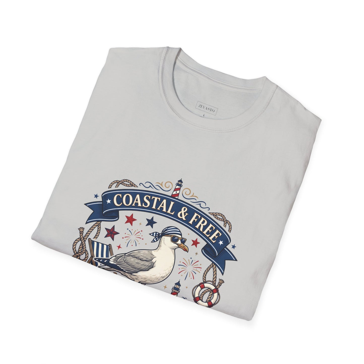 Coastal & Free Seagull T-Shirt — Patriotic 4th of July Tee
