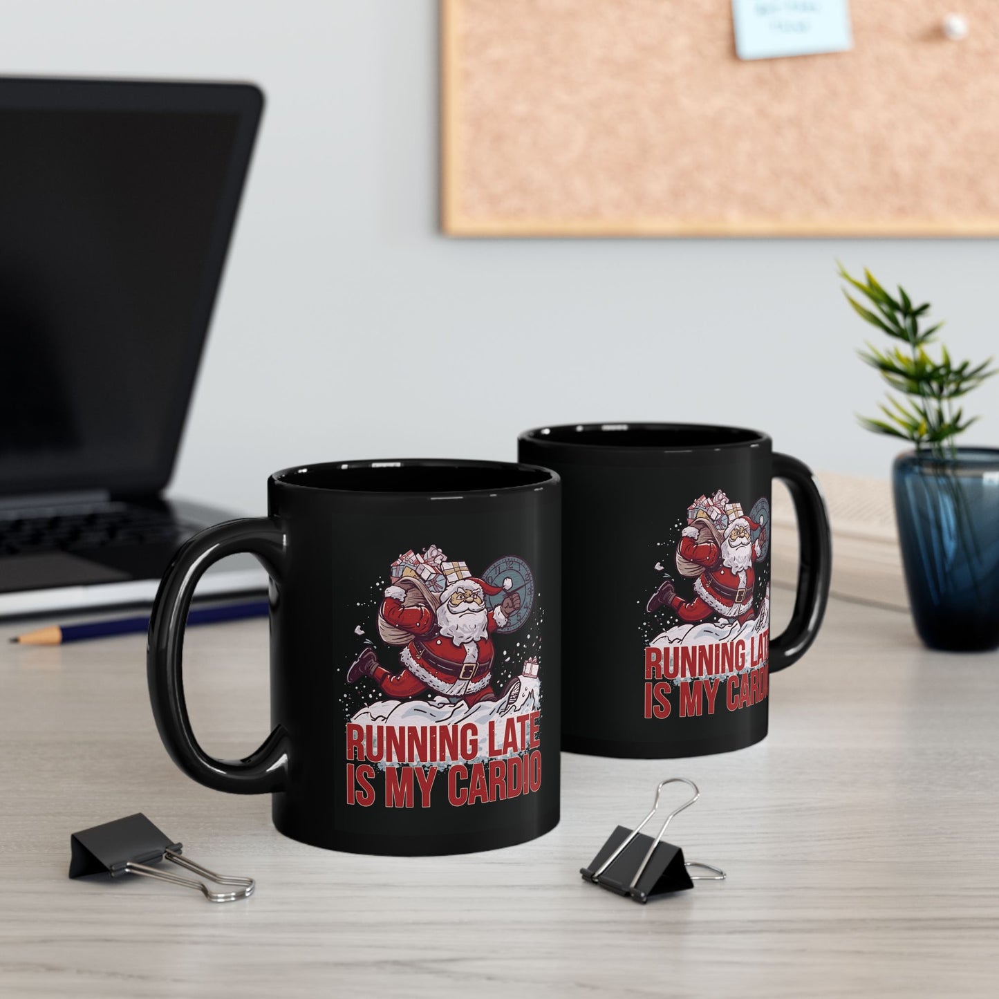 Funny Holiday Coffee Mug, Santa Running Late is My Cardio, Christmas Gift for Runners, Seasonal Mug for Coffee Lovers