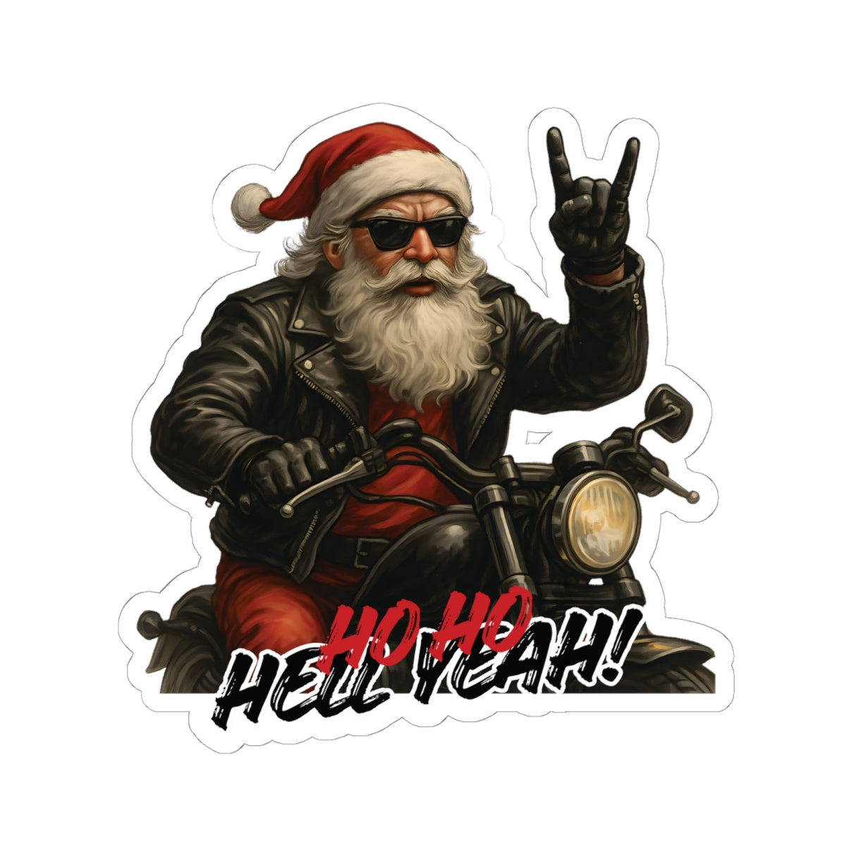 Rocker Santa Christmas Sticker, 4 Size Option