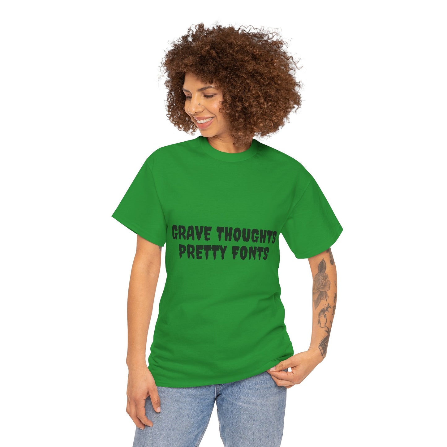 Grave Thoughts Pretty Fonts Tee | Unisex Heavy Cotton T-Shirt for Spooky Season