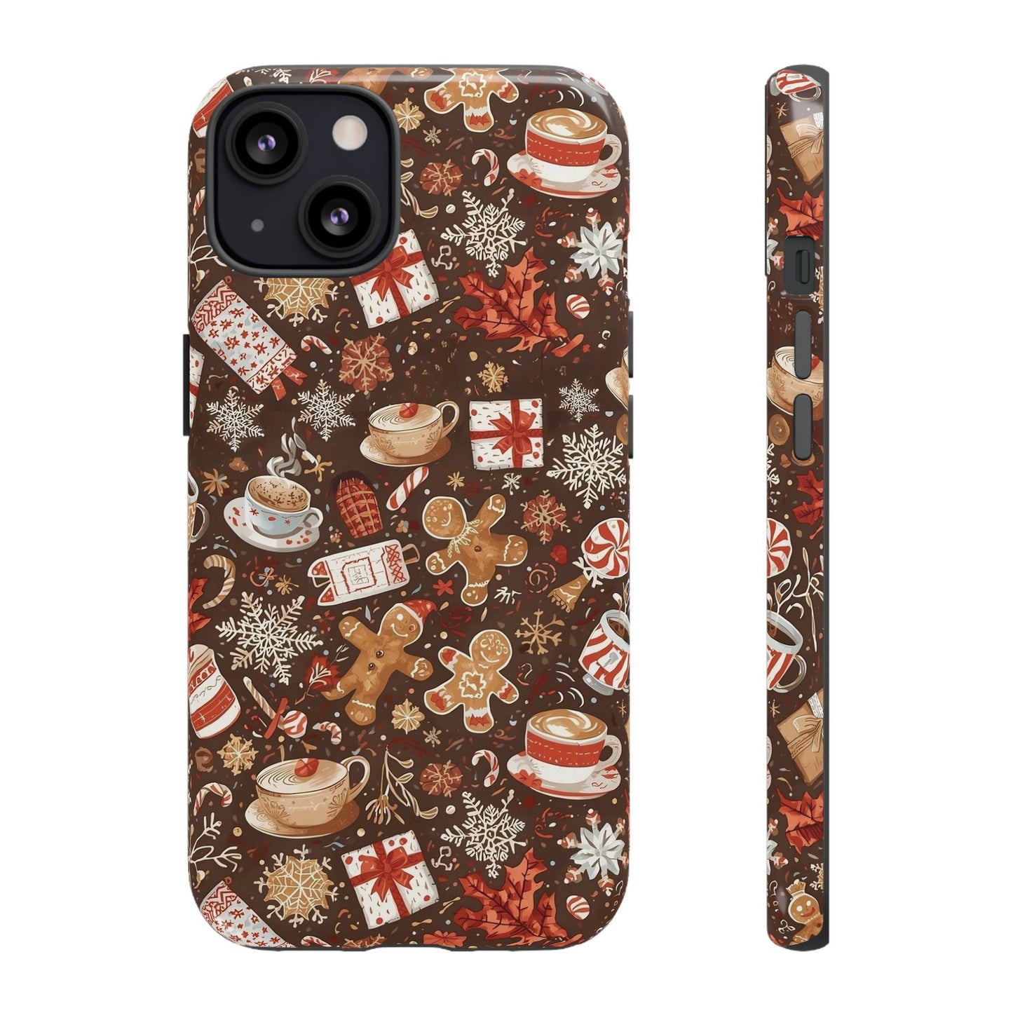 Christmas Phone Case, Festive Holiday Phone Case with Gingerbread and Cocoa Design for Iphone 17, 16, 15, 14, 13, 12, 11 & Samsung
