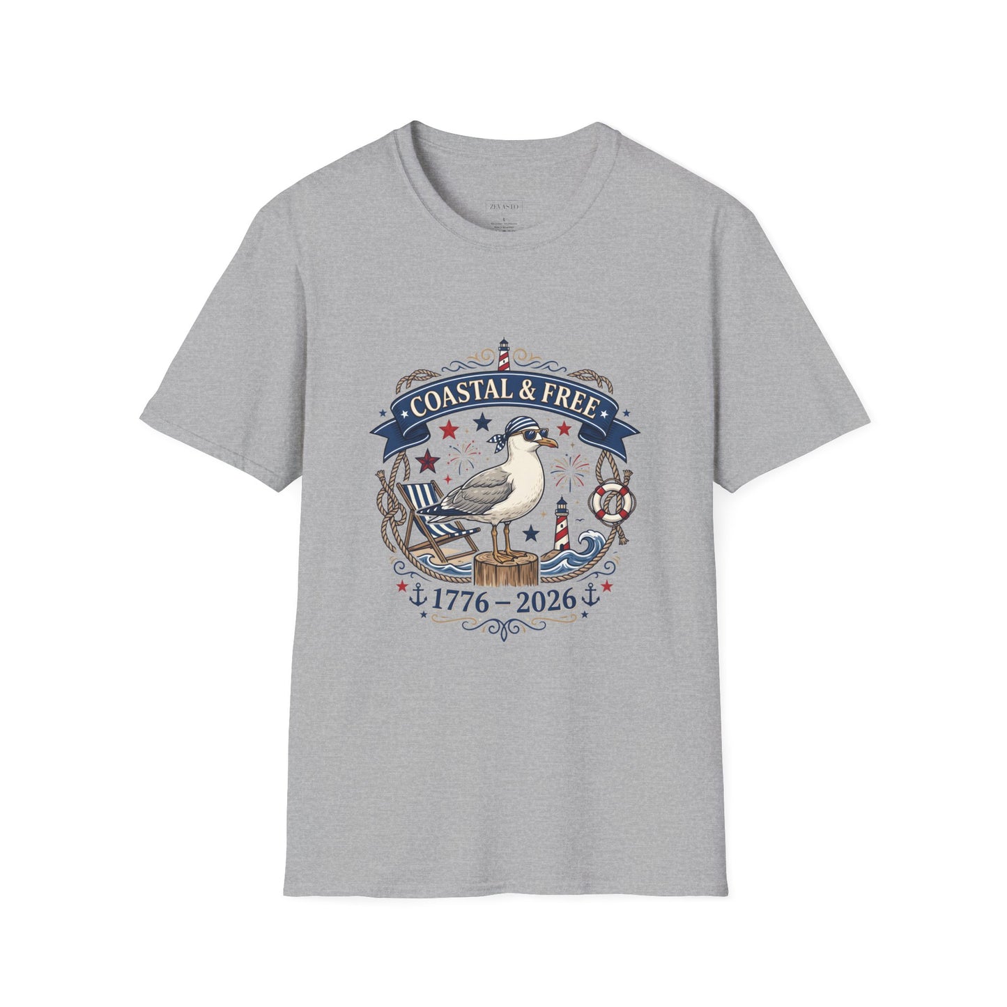 Coastal & Free Seagull T-Shirt — Patriotic 4th of July Tee
