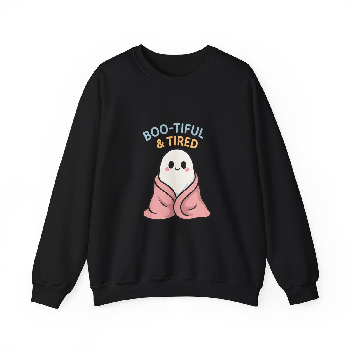 Boo-tiful & Tired Sweatshirt, Halloween-Themed Design