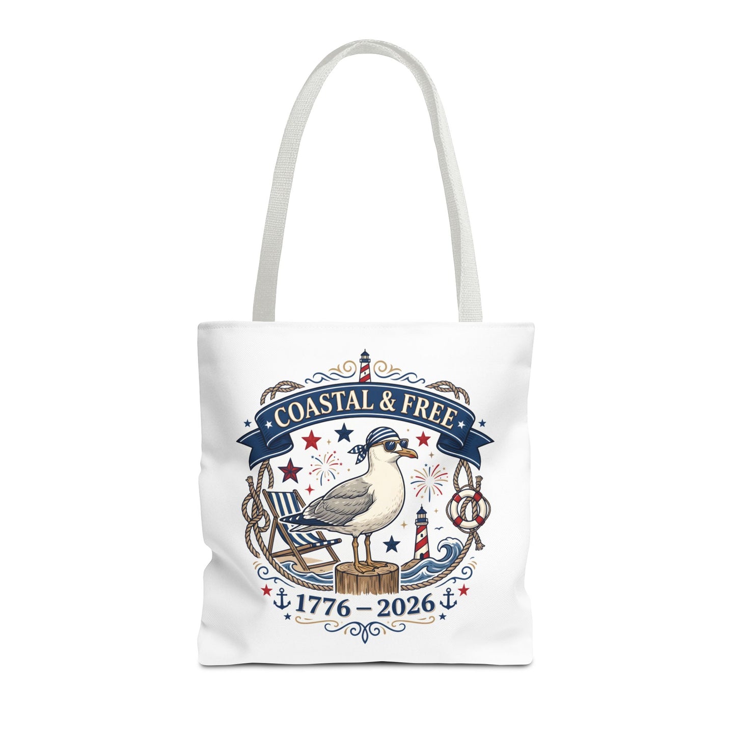 Coastal & Free Seagull Tote Bag — Patriotic 4th of July Beach Tote