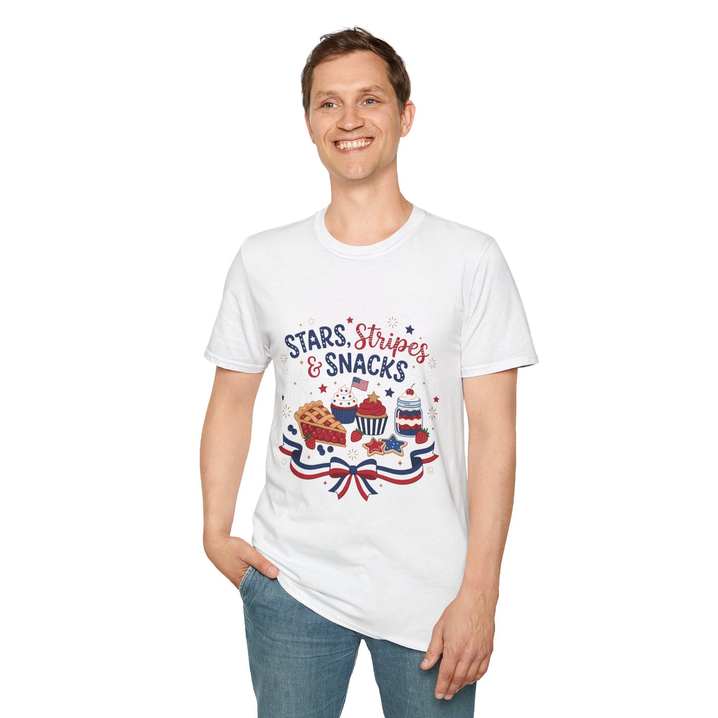Stars, Stripes & Snacks T-Shirt — 4th of July Patriotic Dessert Tee