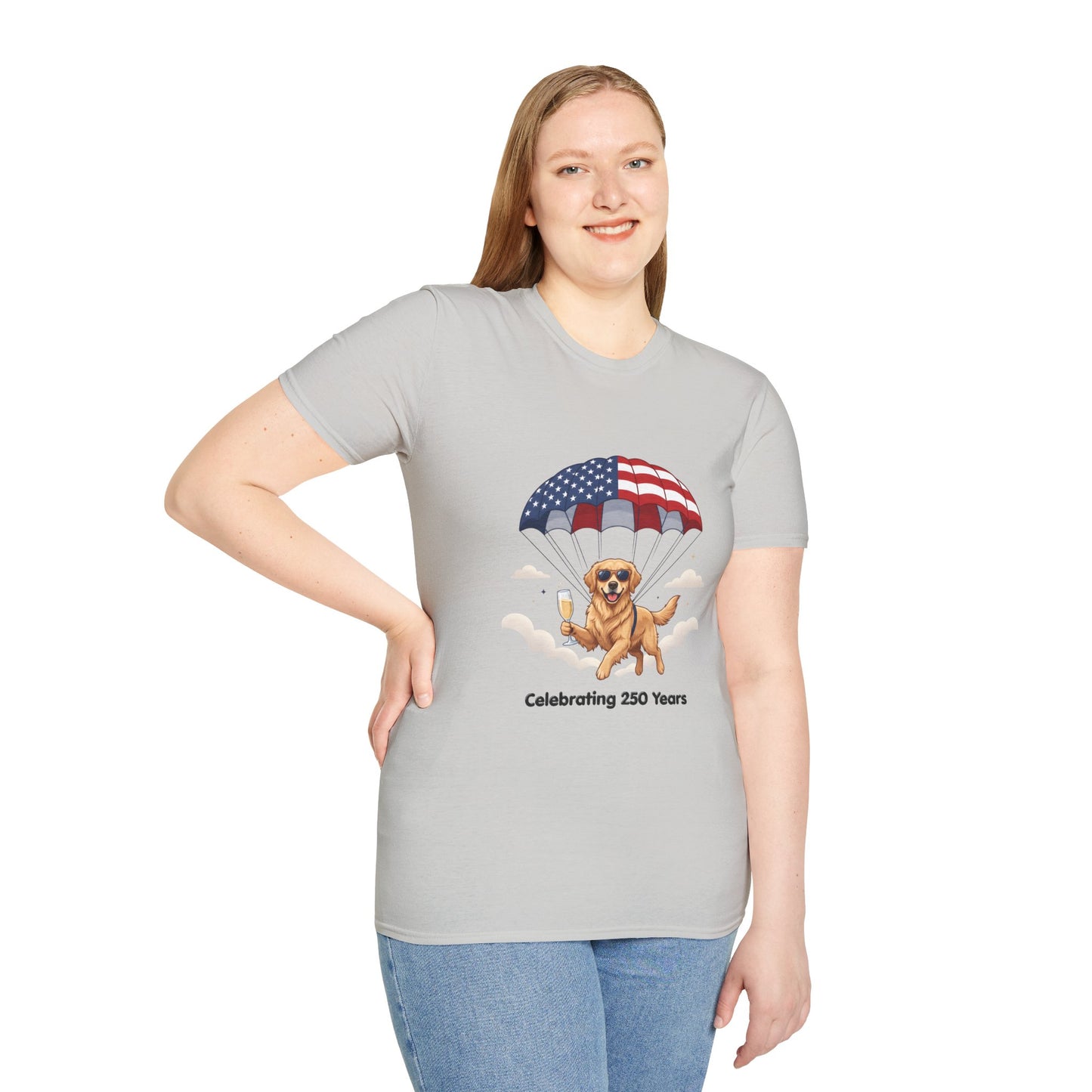 Patriotic Golden Retriever T-Shirt — "Celebrating 250 Years"