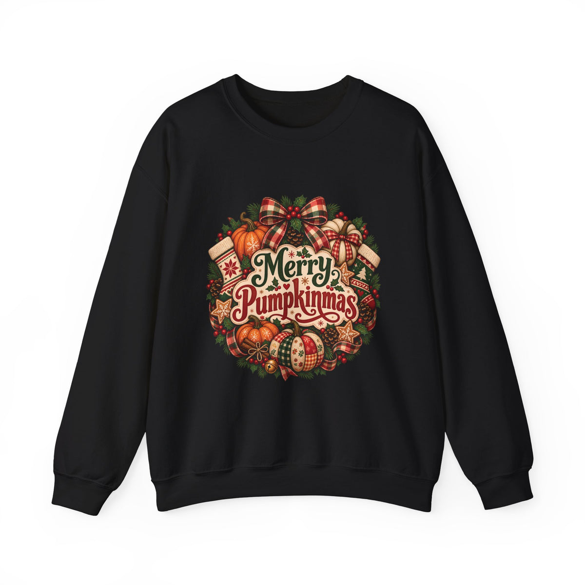 Merry Pumpkinmas Sweatshirt — Holiday Pumpkin Wreath Crewneck