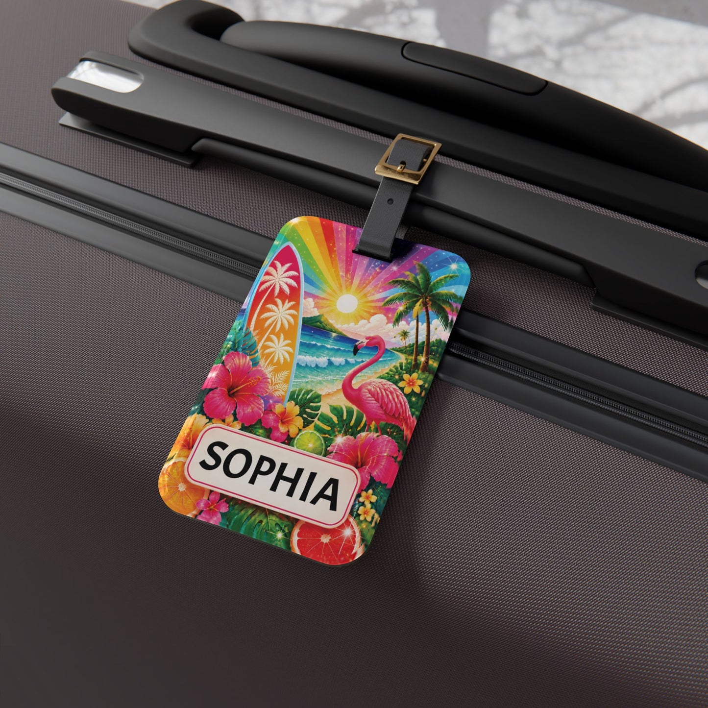 Tropical Summer Luggage Tag — Personalized Name Travel ID