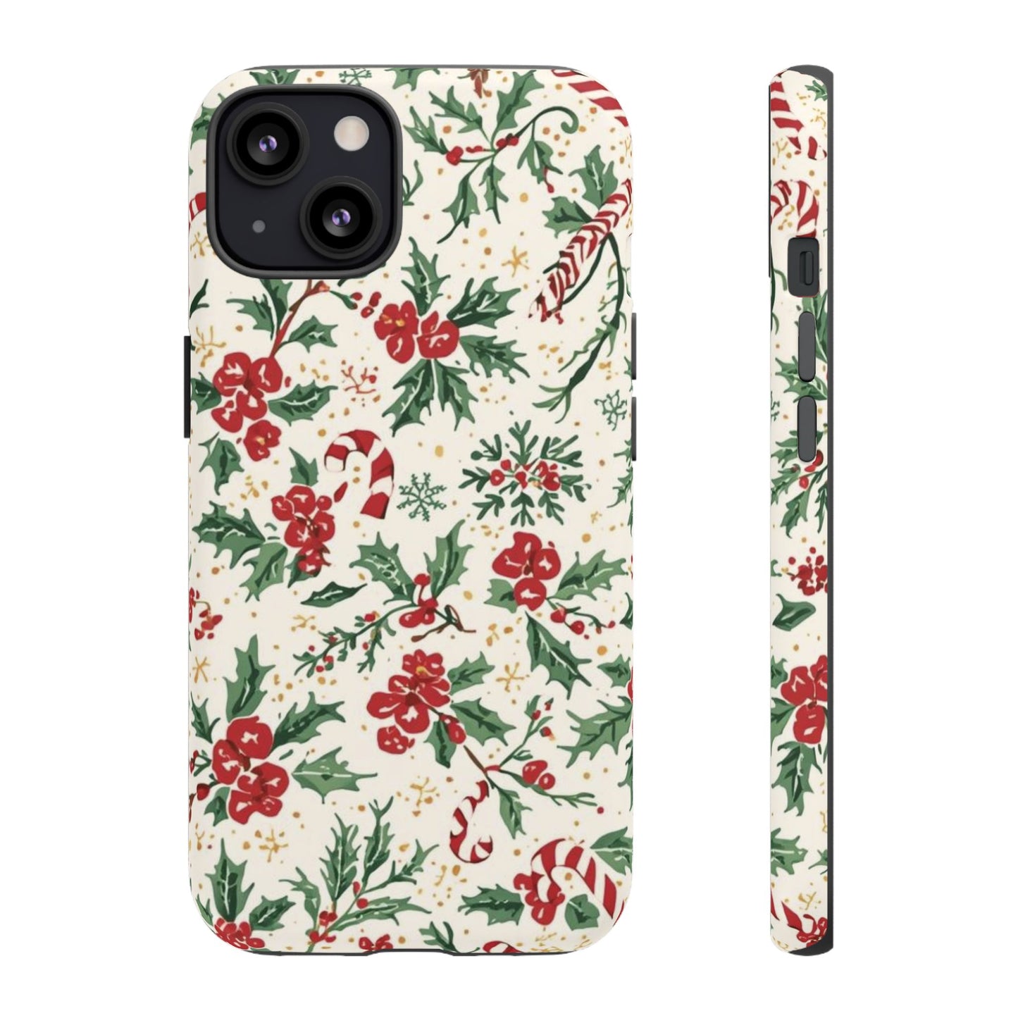 Christmas Themed Phone Case, Festive Floral Dual Layer Phone Case for Iphone 17, 16, 15, 14, 13, 12, 11 & Samsung