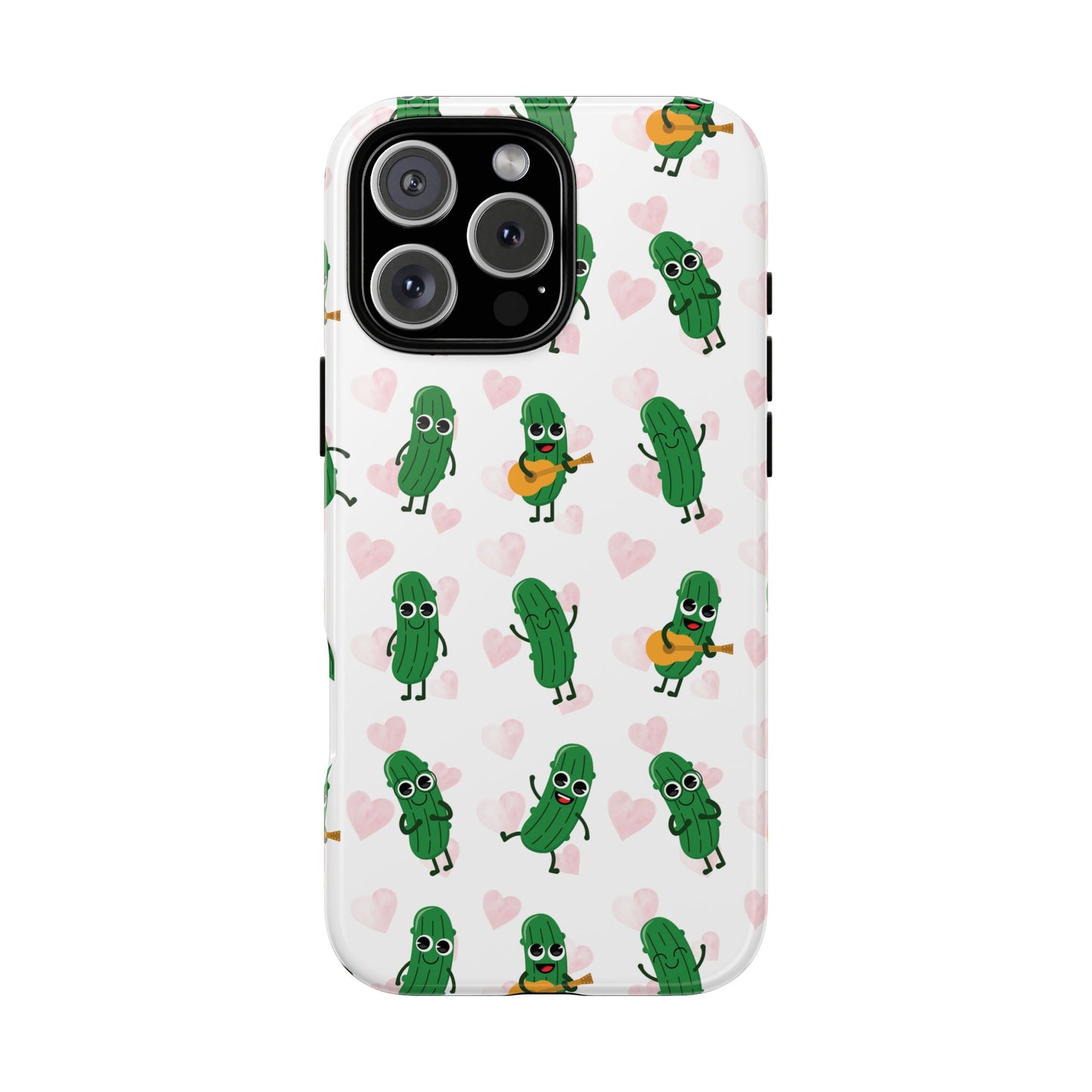 Pickle Pattern Phone Case — Cute Dancing Pickles with Hearts