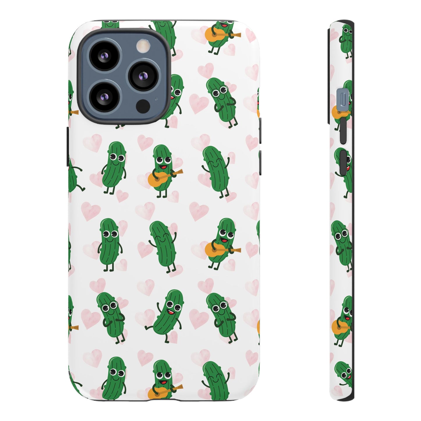 Pickle Pattern Phone Case — Cute Dancing Pickles with Hearts