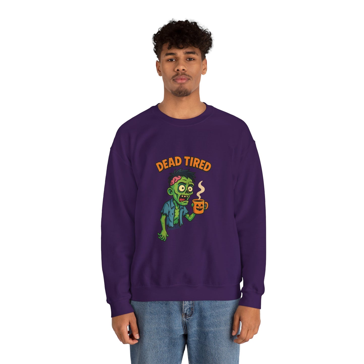 Dead Tired Zombie Sweatshirt, Funny Halloween Crewneck, Spooky Season Apparel
