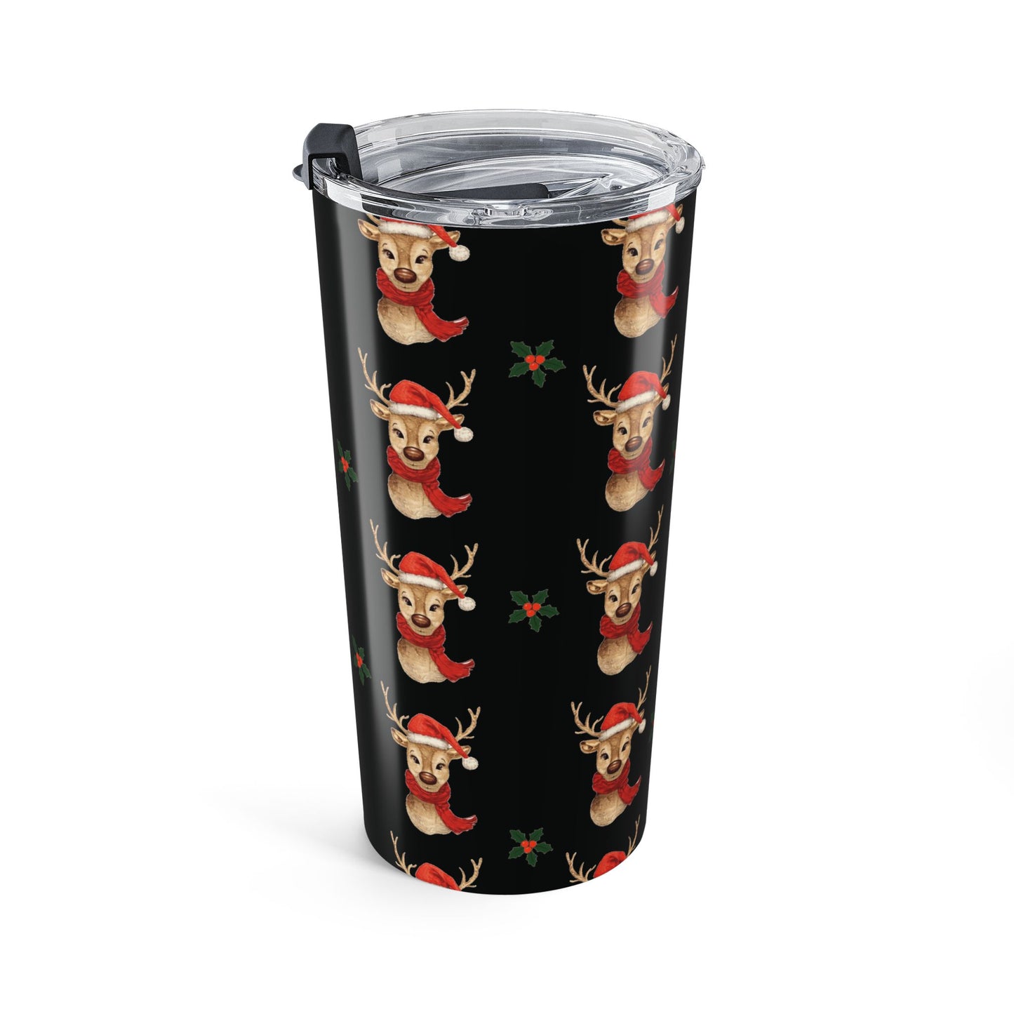 Christmas Reindeer Tumbler, 20oz Holiday Drinkware, Cute Gift for Her, Festive Travel Cup, Winter Beverage Flask