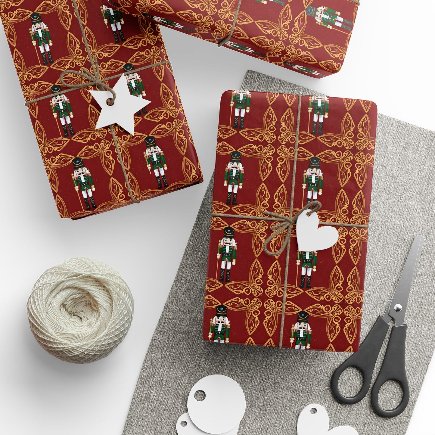 Vintage Christmas Gift Wrap Paper, Elegant Nutcracker Holiday Wrapping Paper
