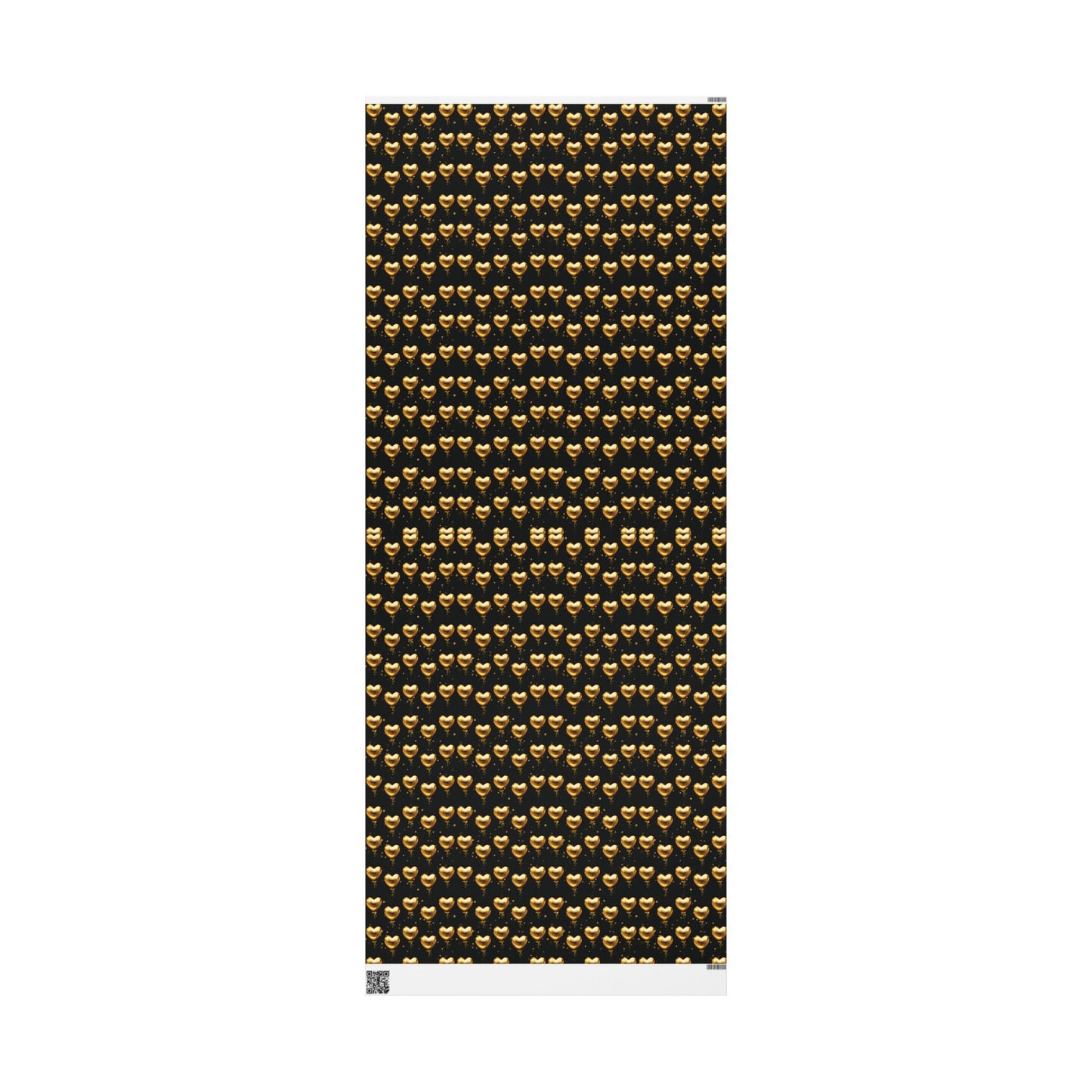 Gold Heart Pattern Wrapping Paper — Black & Metallic Gift Wrap for Valentine’s, Anniversaries, Weddings