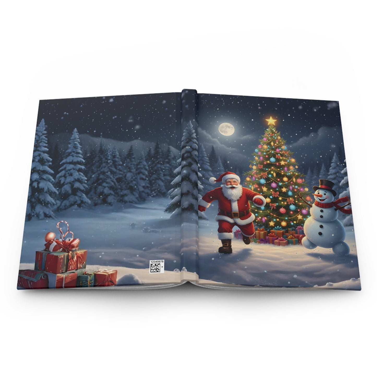 Christmas Hardcover Journal — Santa & Snowman Holiday Notebook