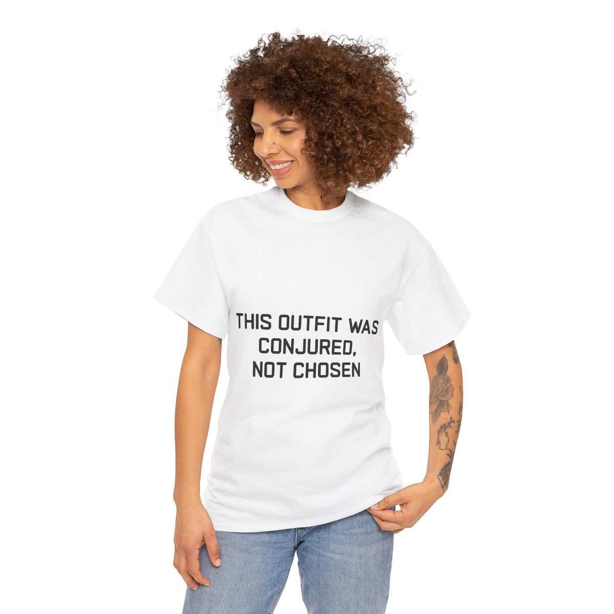 Unisex Heavy Cotton Tee - 'This Outfit Was Conjured, Not Chosen' - Funny Halloween T-shirt