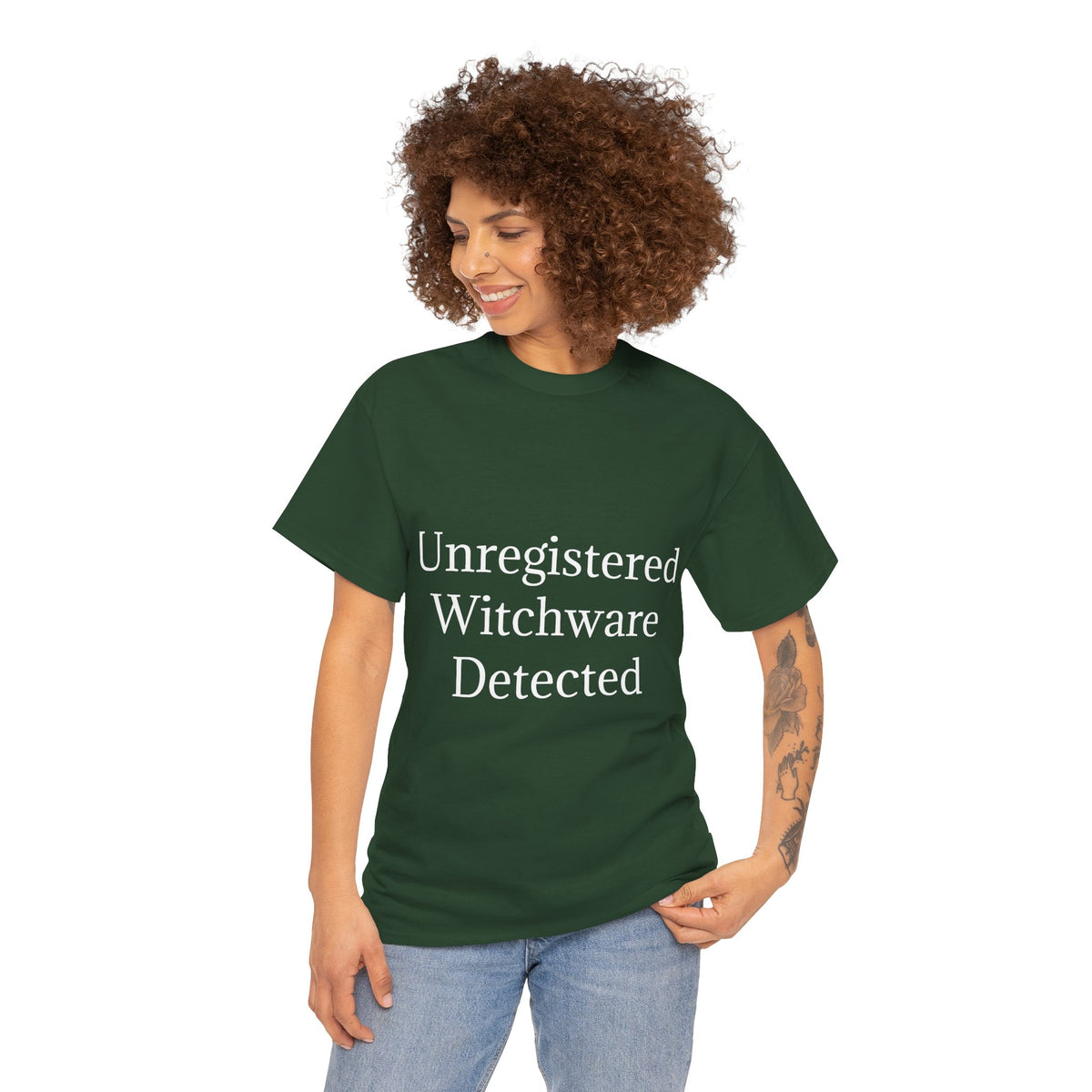 Unisex Heavy Cotton Tee - Unregistered Witchware Detected, Witchy Apparel, Halloween Tee