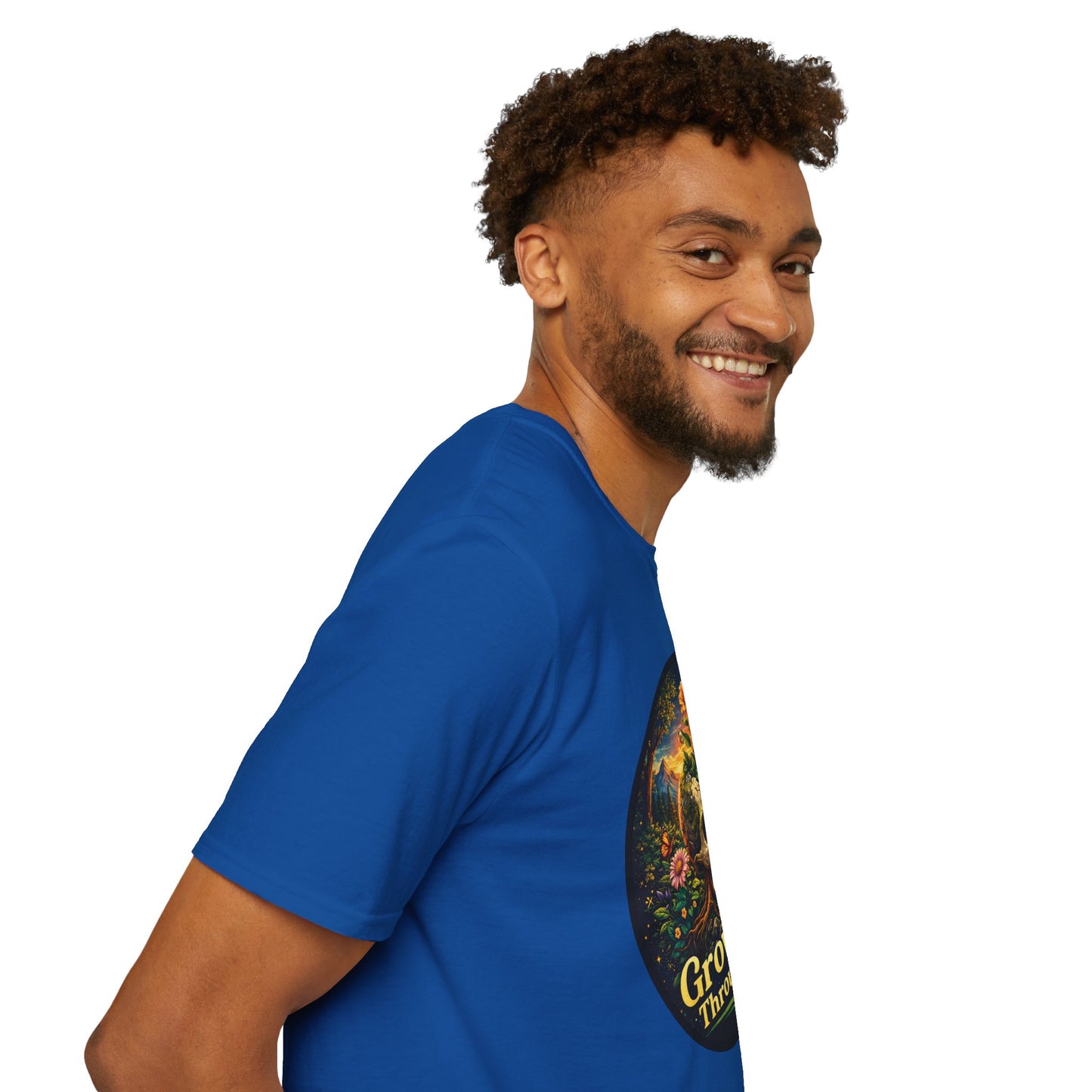 Growing Through It T-Shirt – Earth Day Nature Skull Graphic Tee | Mental Growth & Healing Shirt | Botanical Aesthetic Unisex Tee