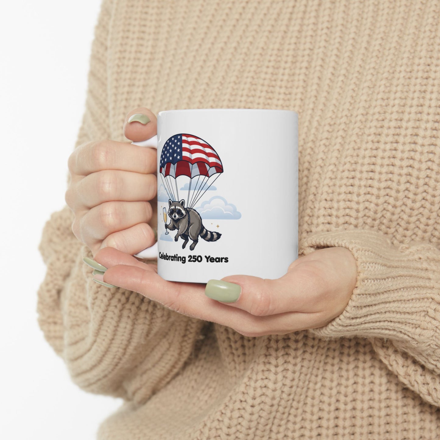 Patriotic Raccoon Ceramic Mug
