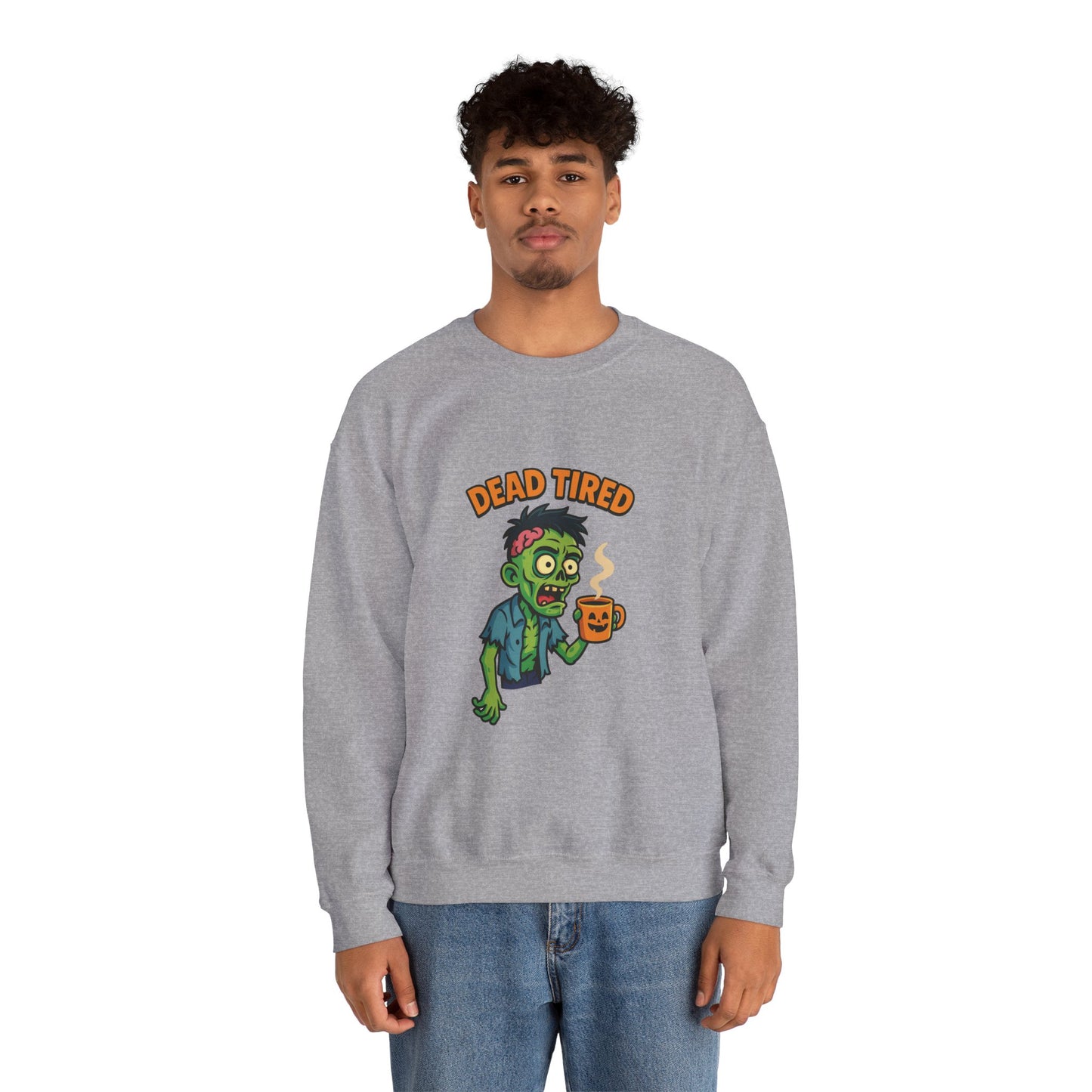 Dead Tired Zombie Sweatshirt, Funny Halloween Crewneck, Spooky Season Apparel