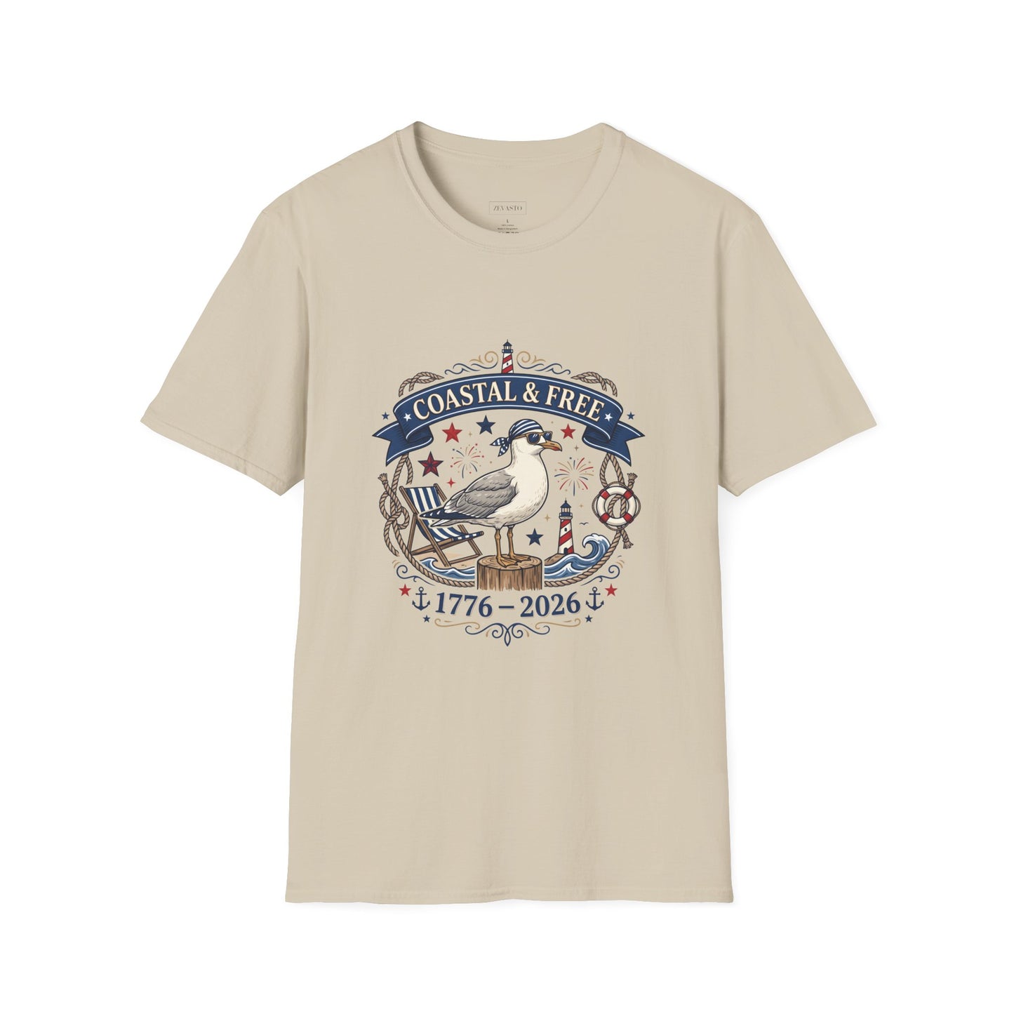 Coastal & Free Seagull T-Shirt — Patriotic 4th of July Tee