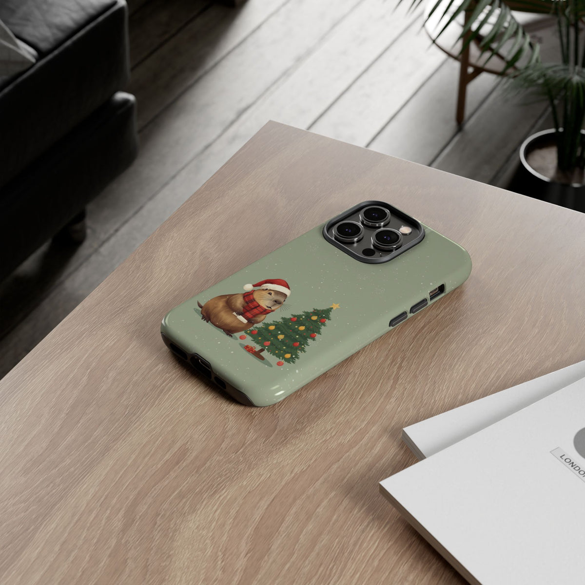 Christmas Phone Case with Capybara Design, Dual Layer Protective Case for Iphone & Samsung