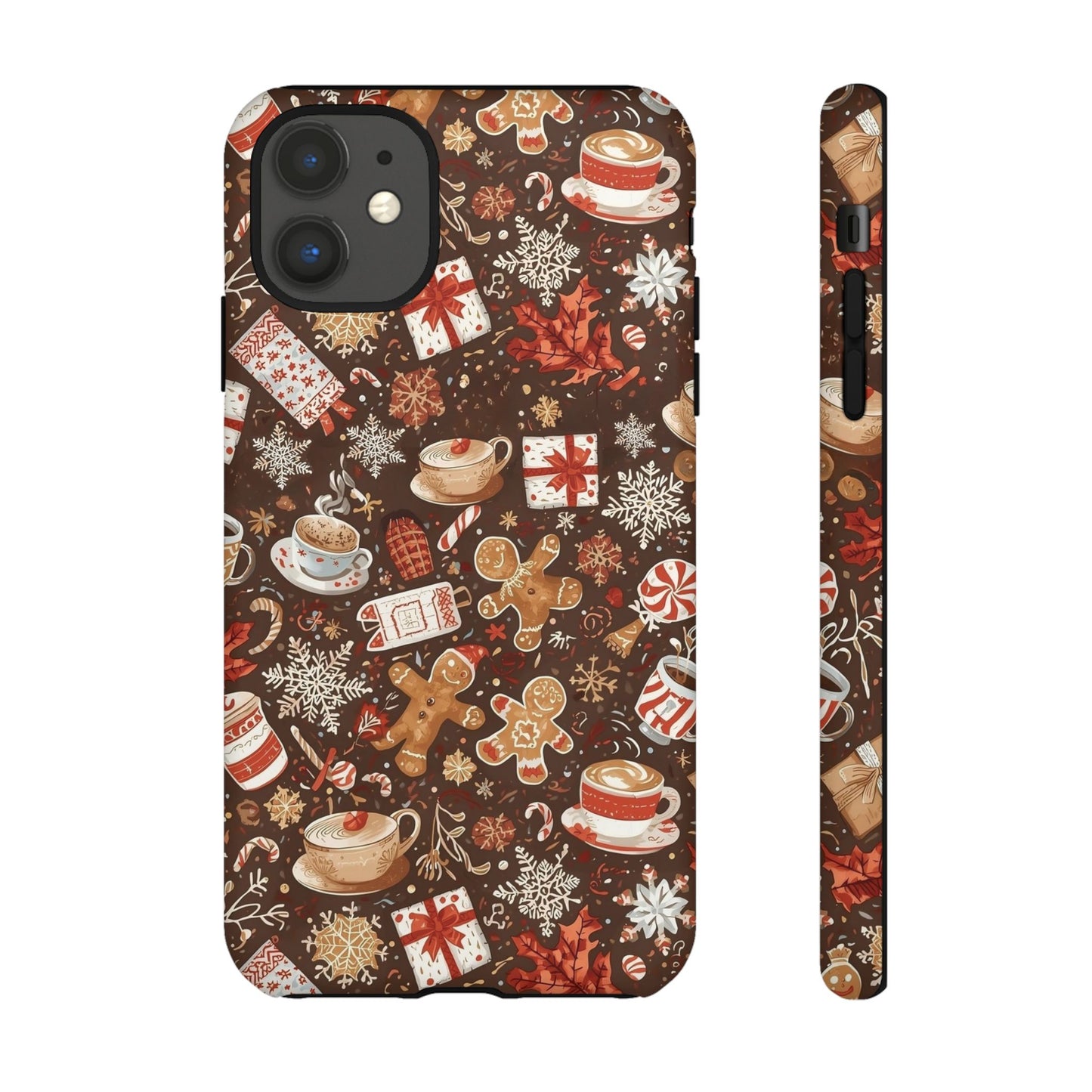 Christmas Phone Case, Festive Holiday Phone Case with Gingerbread and Cocoa Design for Iphone 17, 16, 15, 14, 13, 12, 11 & Samsung