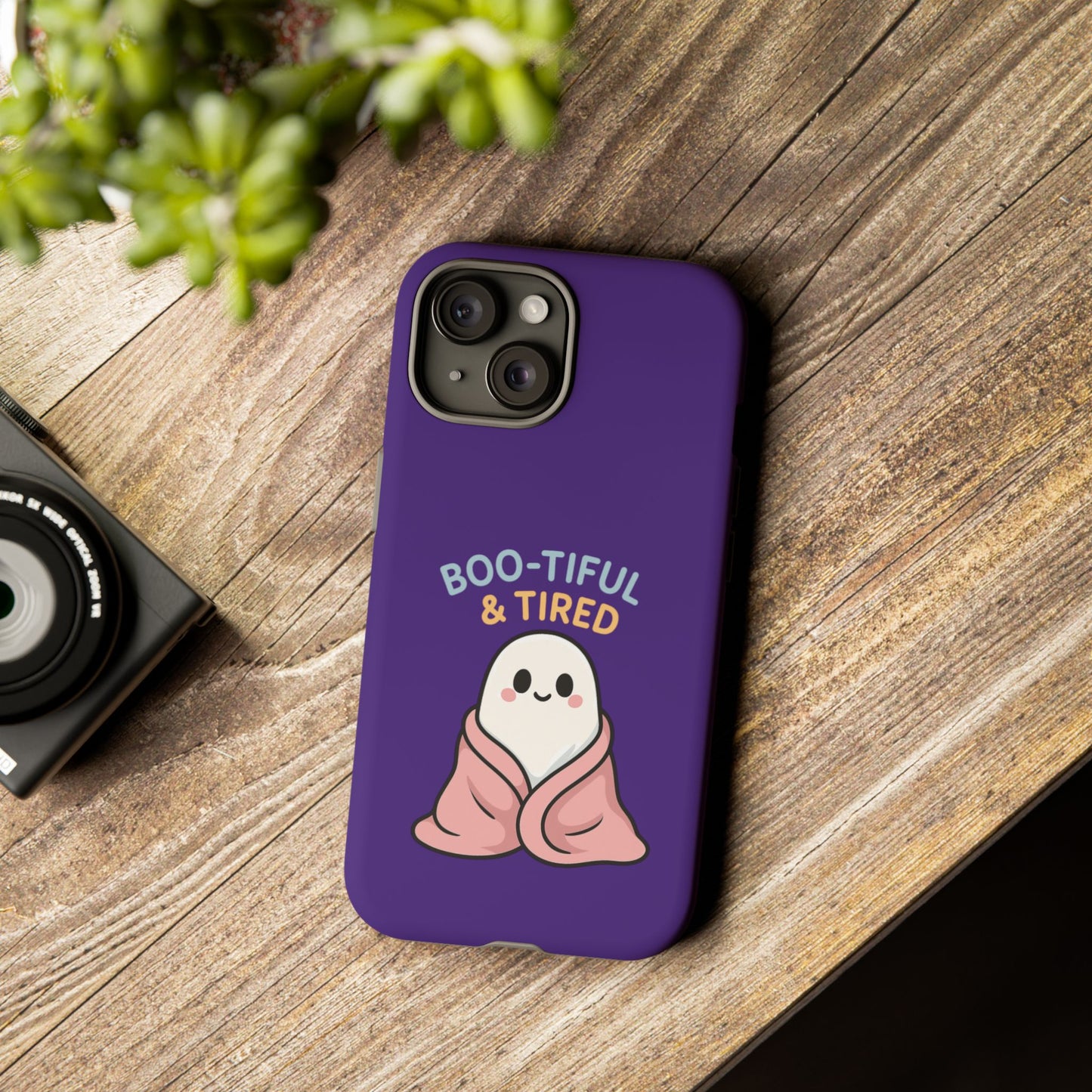 Boo-Tiful & Tired Phone Case, Halloween-Themed Design