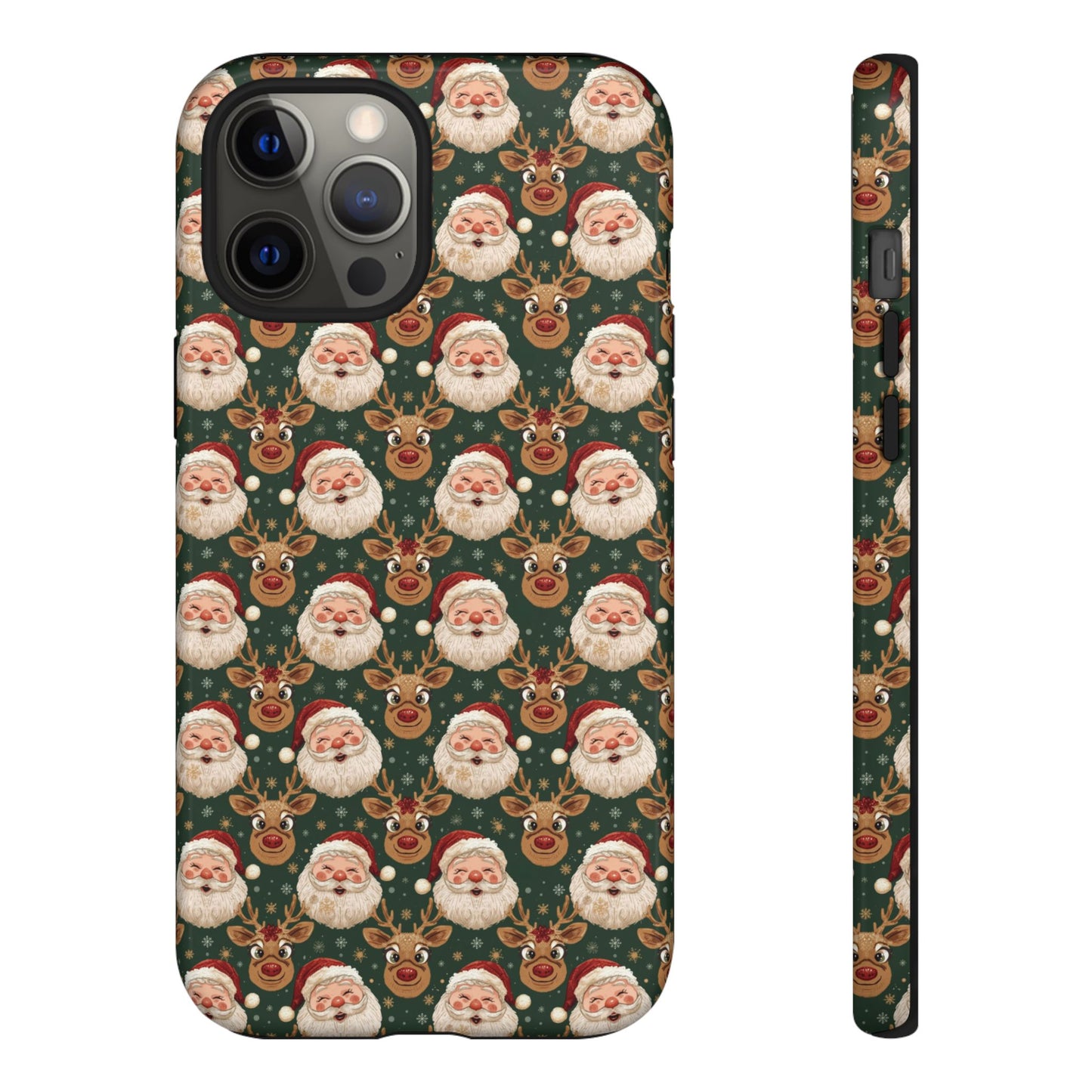 Christmas Santa-Reindeer Phone Case, Dual Layer Phone Case for Iphone 17, 16, 15, 14, 13, 12, 11 & Samsung