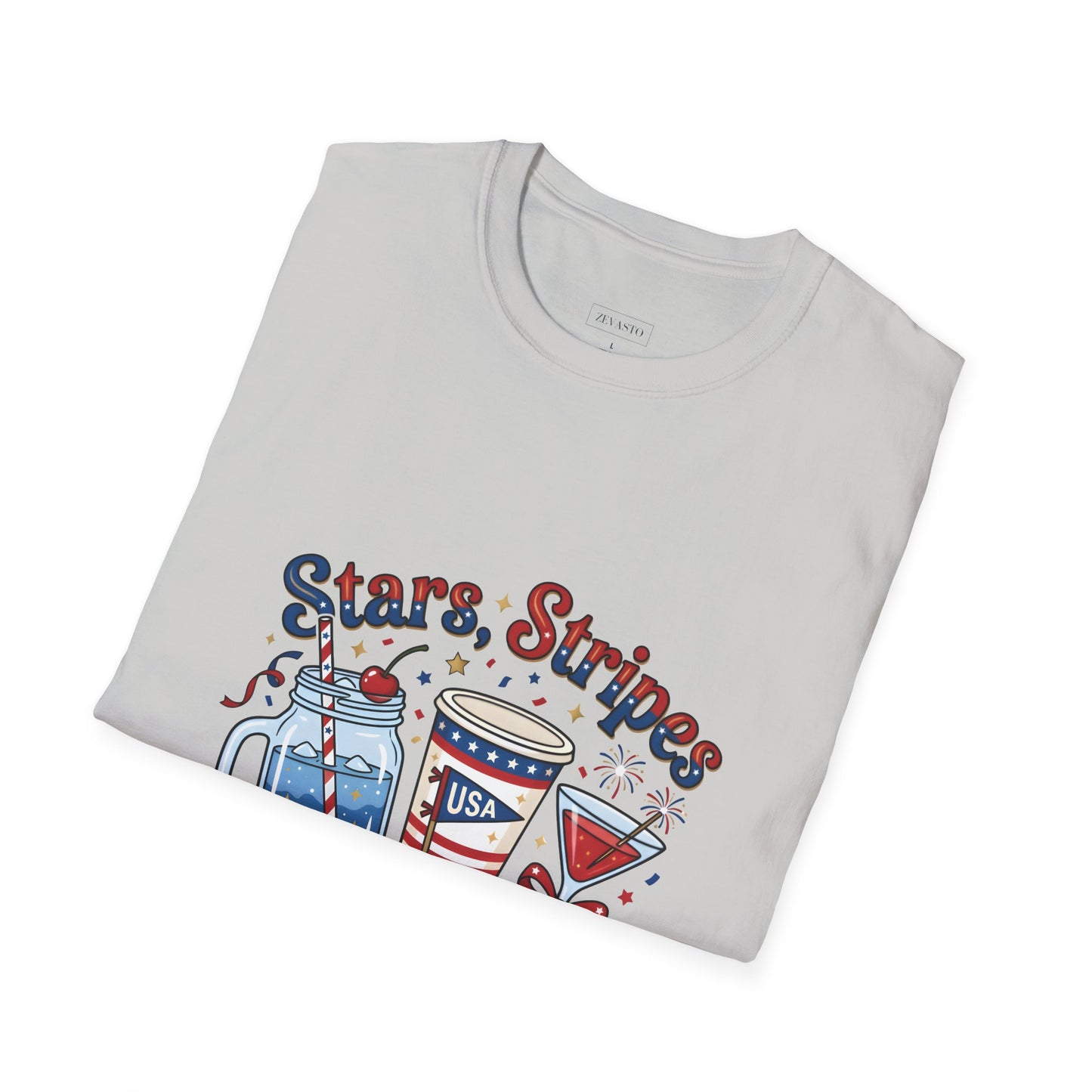 Patriotic "Stars, Stripes & Sips" T-Shirt