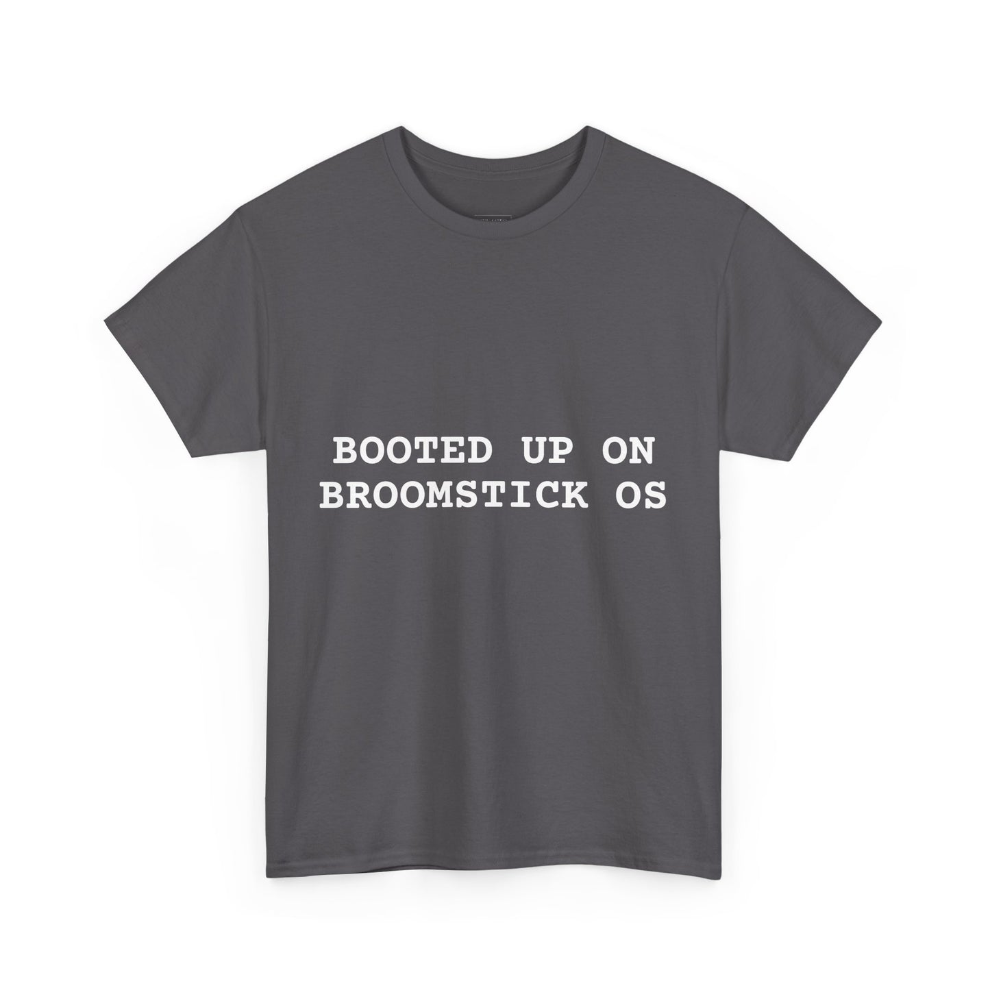 Broomstick OS Tee, Funny Graphic Tee for Tech Lovers, Unisex Cotton T-Shirt