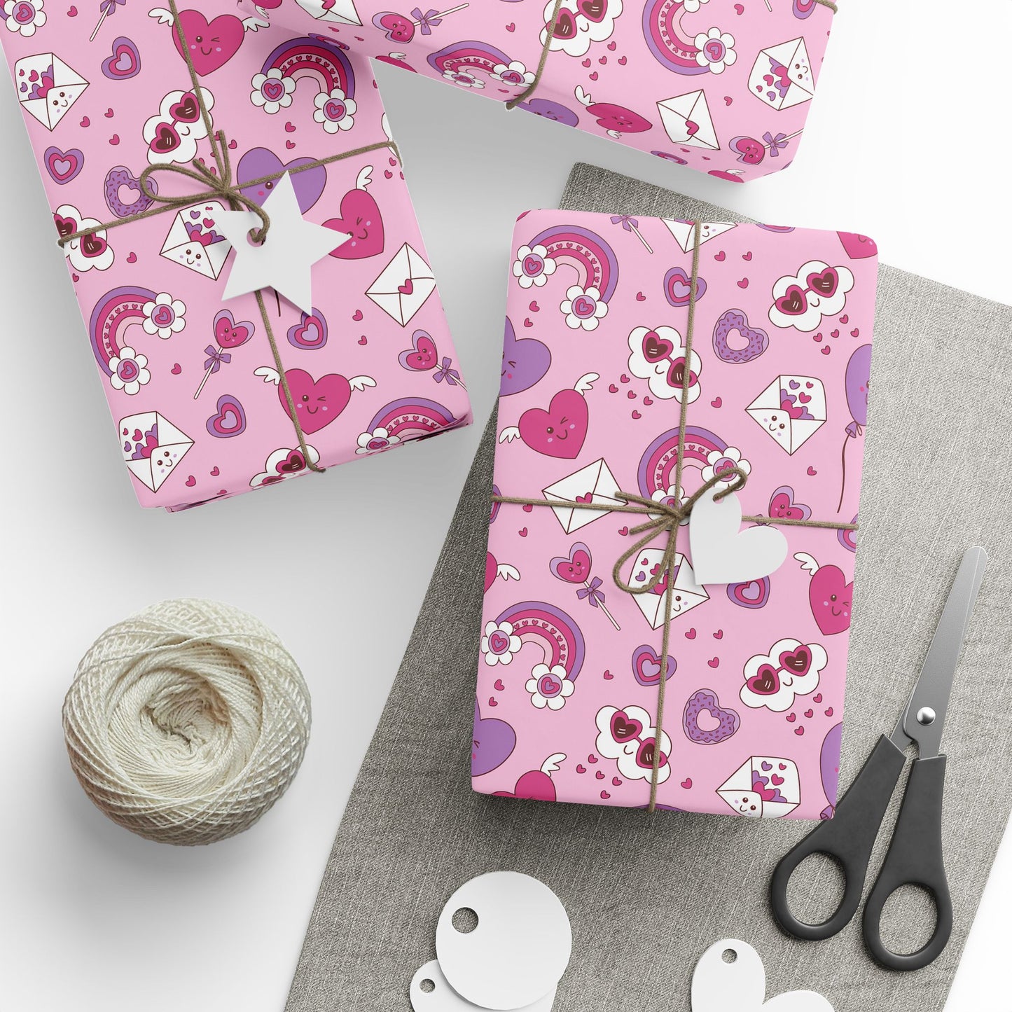 Valentine Pink Hearts & Love Notes Wrapping Paper Roll — Cute Romantic Gift Wrap